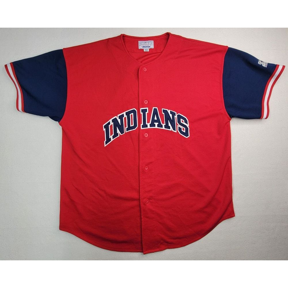 Vintage Starter‎ Cleveland Indians Jersey Mens 2XL Buttons Guardians Limited Use